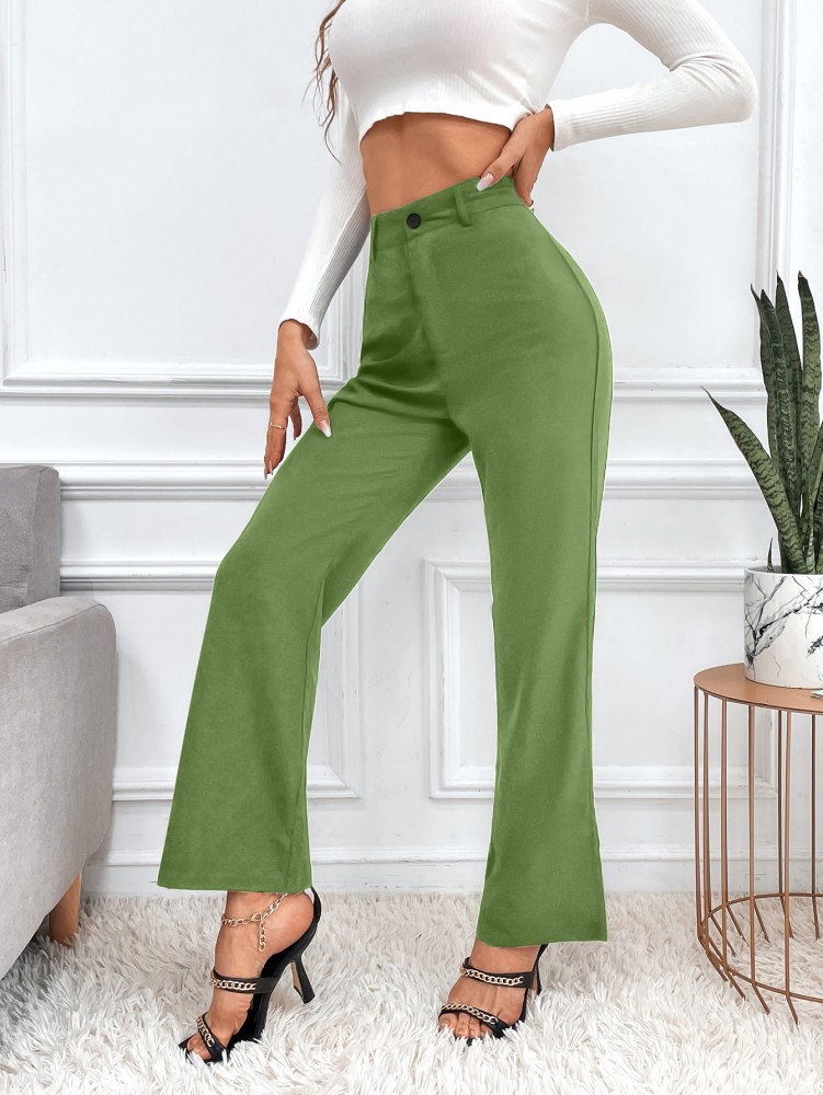 Flared Pants  Buy High Waist Green Pants For Ladies At Online