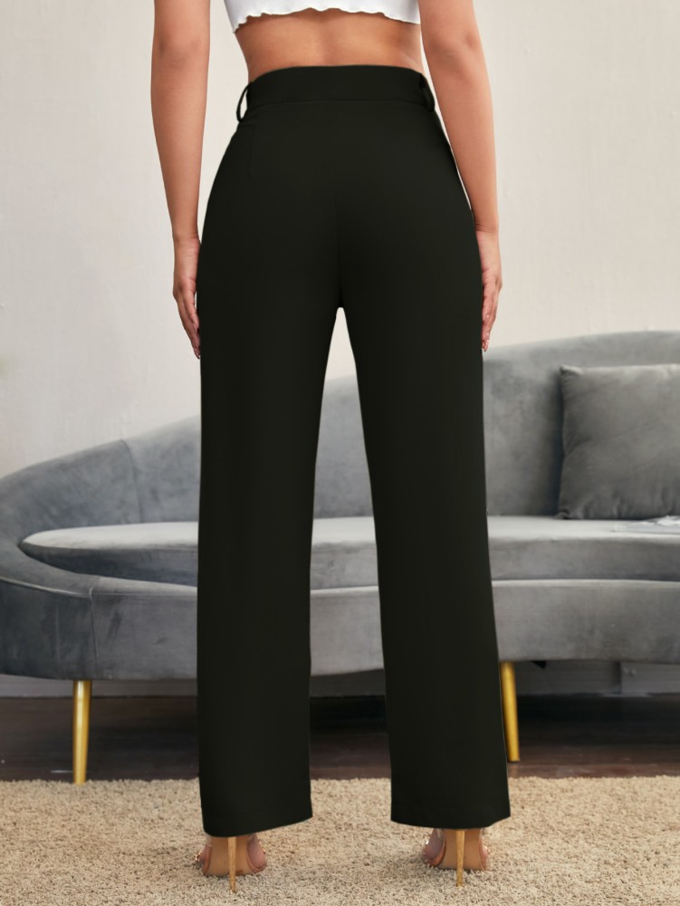 Visit Wear Regular Fit Women Black Trousers - Buy Visit Wear Regular Fit Women  Black Trousers Online at Best Prices in India