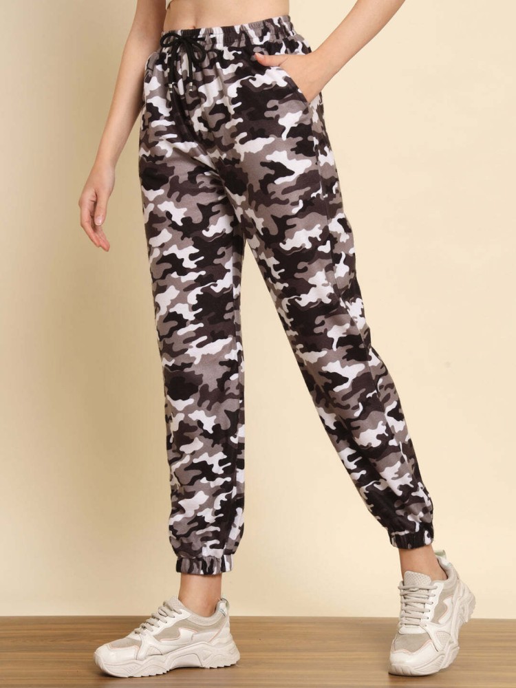 Black and white shops camo joggers womens