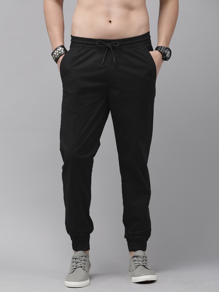 Buy Roadster Men Black Sustainable Trousers - Trousers for Men