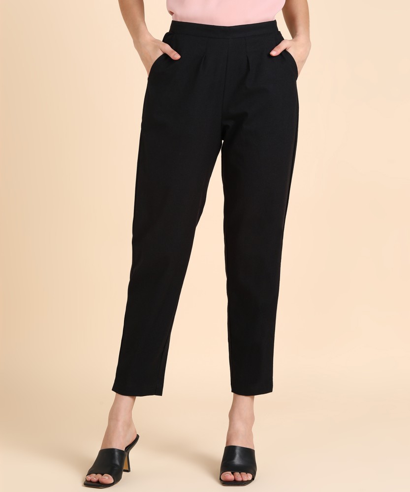 Buy Marks  Spencer Women Black Slim Fit Trousers  Trousers for Women  1750023  Myntra