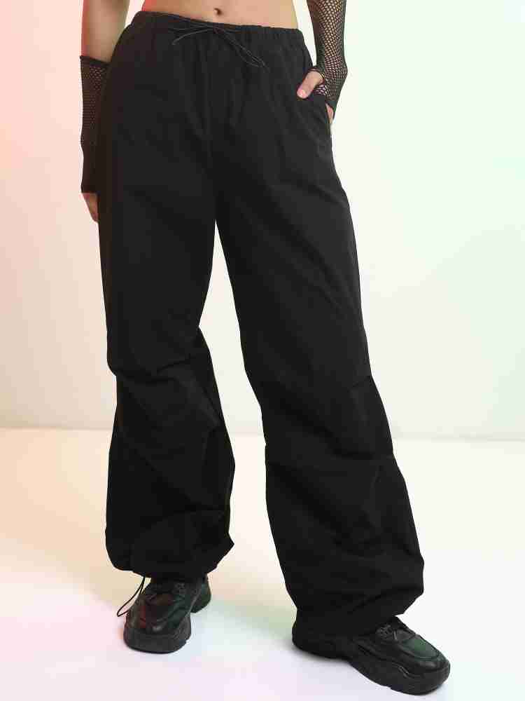 Tokyo Talkies Streetwise Parachute Pants Slim Fit Women Black Trousers -  Buy Tokyo Talkies Streetwise Parachute Pants Slim Fit Women Black Trousers  Online at Best Prices in India