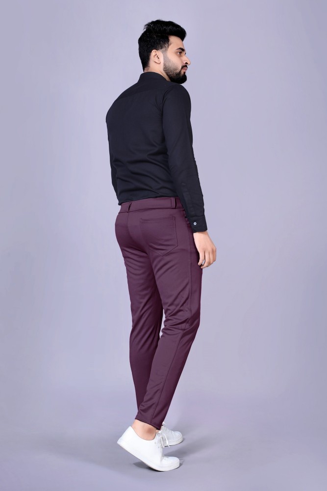 RIZYA Slim Fit Men Purple Trousers - Buy RIZYA Slim Fit Men Purple Trousers  Online at Best Prices in India