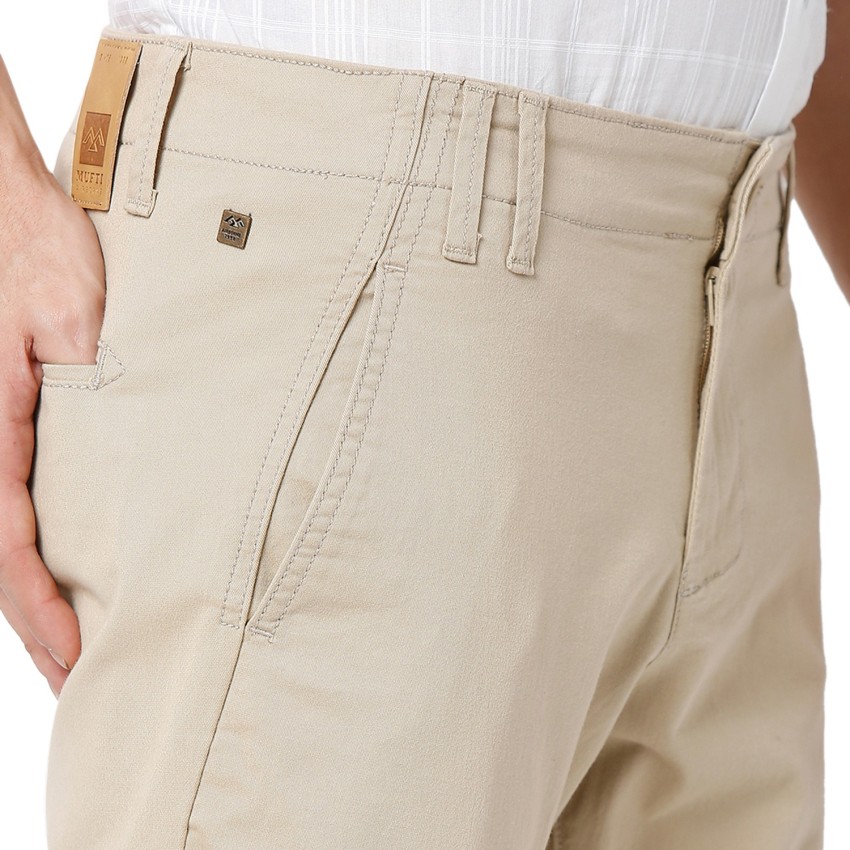 Buy Khaki Cotton Blend Comfort Fit Casual Trouser online  Looksgudin