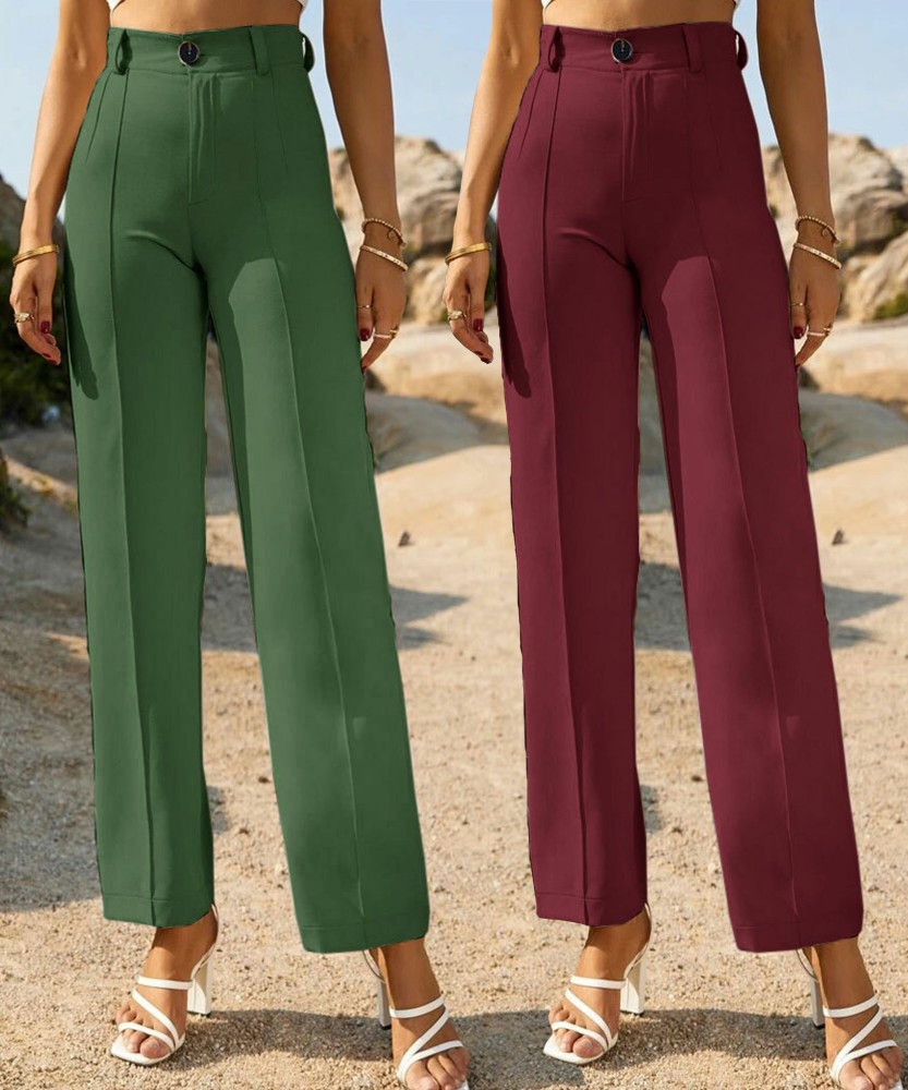 STRAIGHT FIT PANTS - Maroon