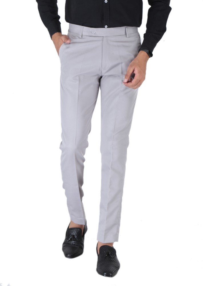 Spykar Men Light Grey Solid Slim MidRise Trousers  v0501bb007lightgrey