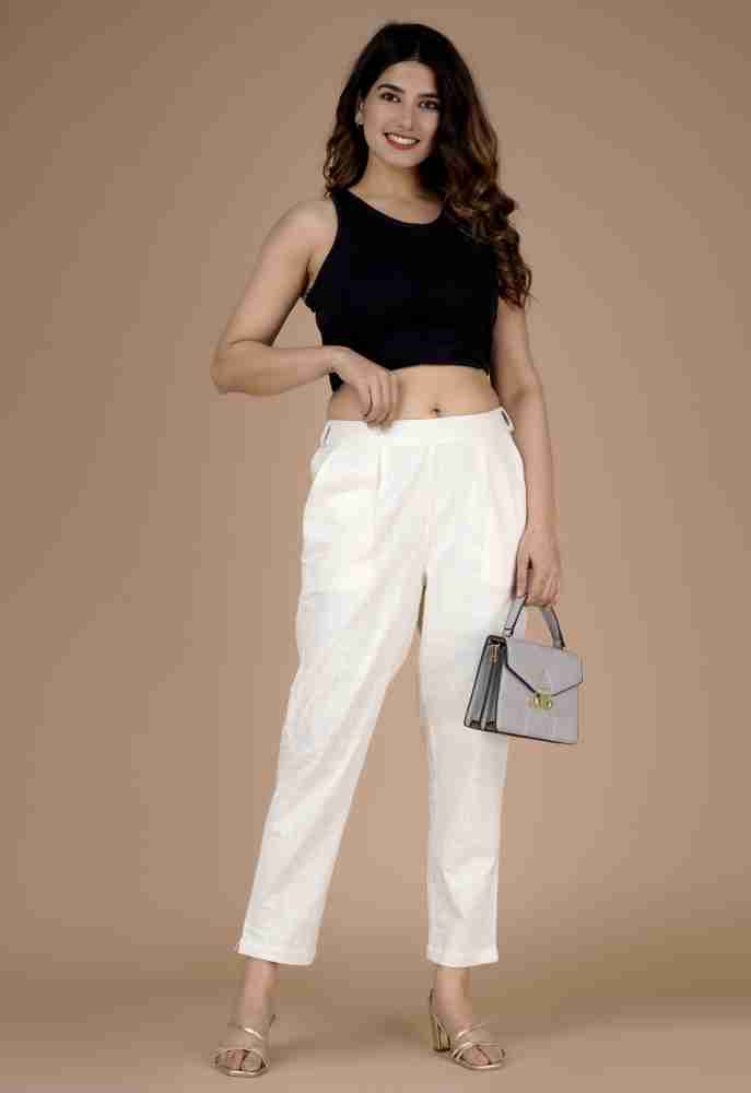 WOMEN COTTON TAPERED FIT TROUSERS – DIGITALSHOPEE