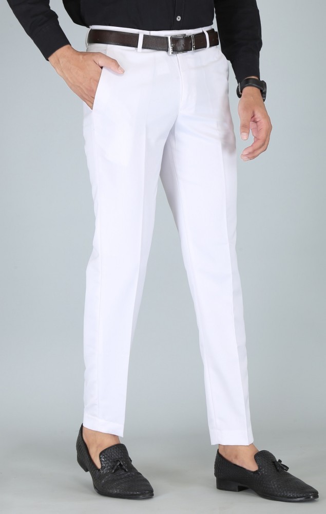 Kurus Regular Fit Men White Trousers - Buy Kurus Regular Fit Men
