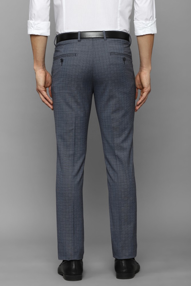 Men Blue Regular Fit Textured Flat Front Formal Trousers, Louis Philippe, Bistupur