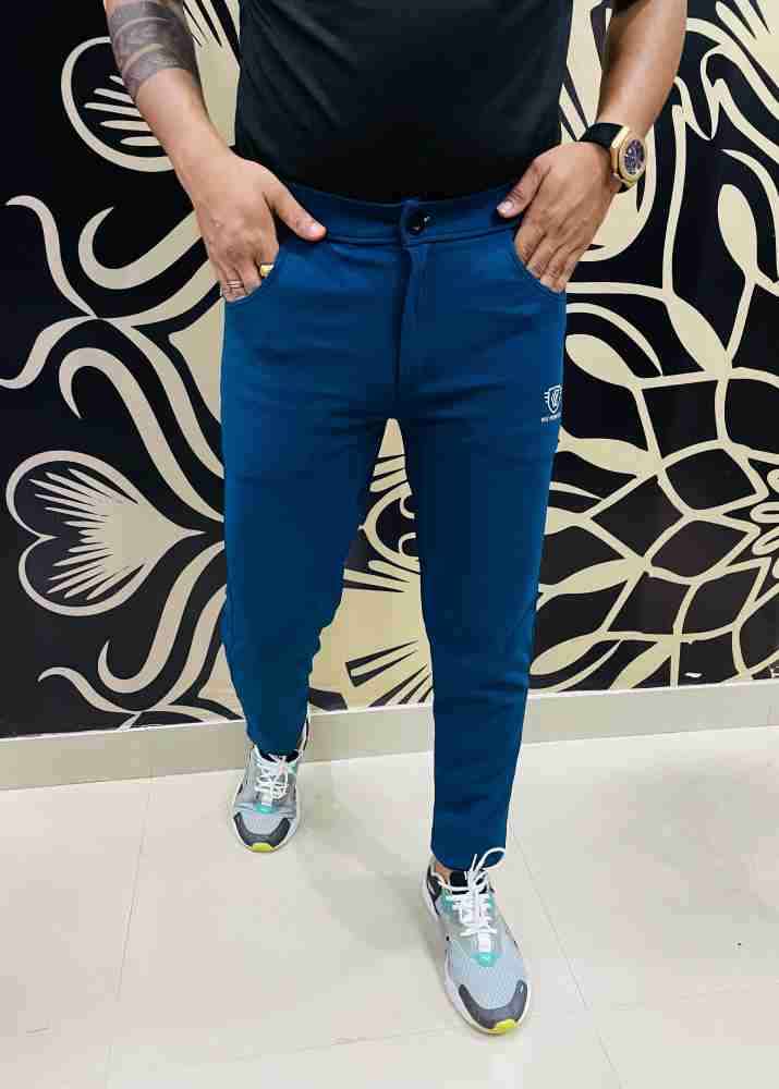 Buy Regular Fit Men Trousers Navy Blue Black and Royal Blue Combo