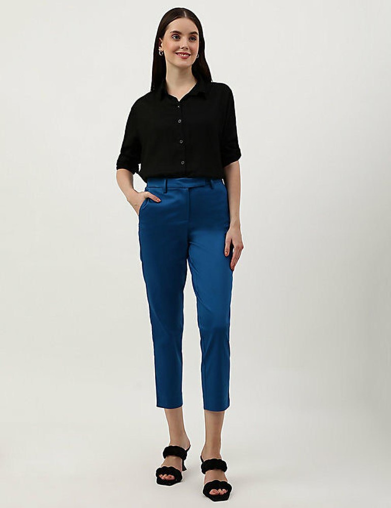MARKS & SPENCER Slim Fit Women Dark Blue Trousers - Buy Dark Blue