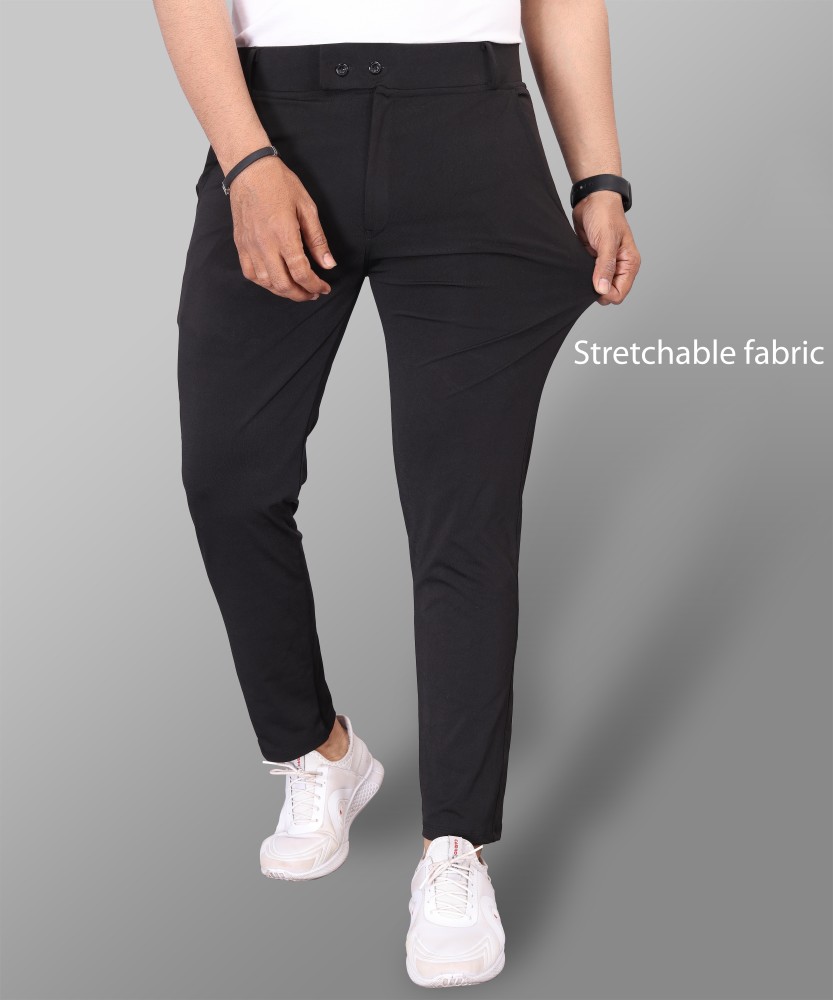 Women Black Pleated Straight Stretchable Pants