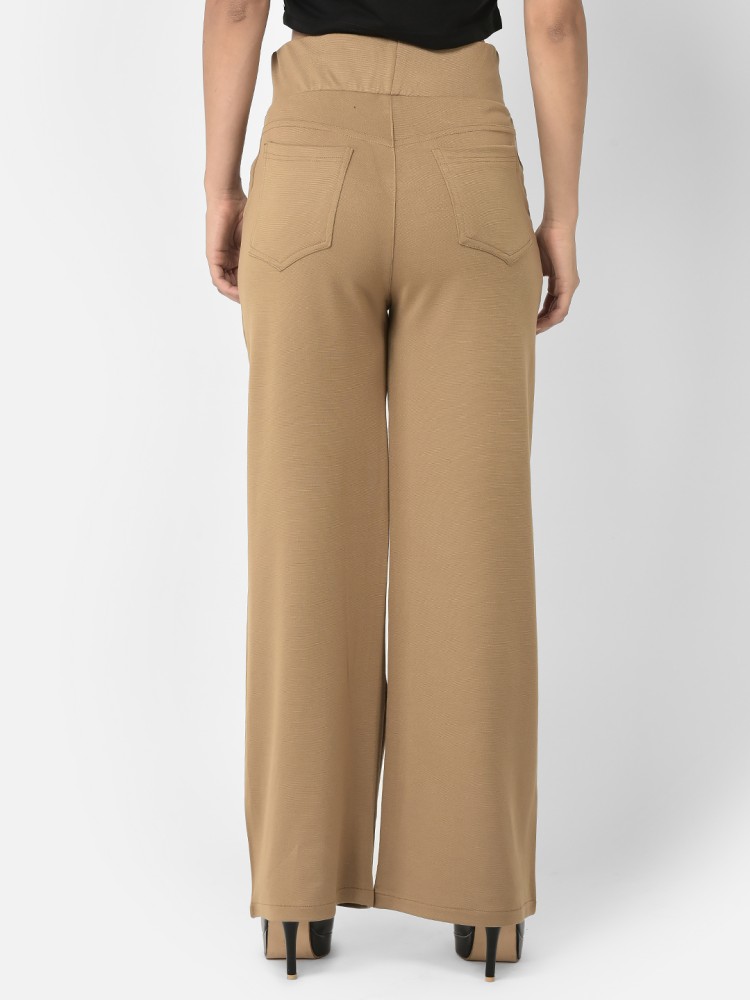 FNOCKS Regular Fit Women Beige Trousers - Buy FNOCKS Regular Fit Women  Beige Trousers Online at Best Prices in India
