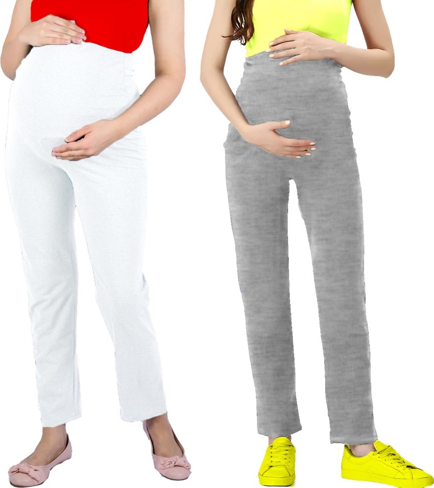 LENAM Soft Cotton Lycra Stretchable Maternity Pants with Double Pockets and  Full Belly Coverage