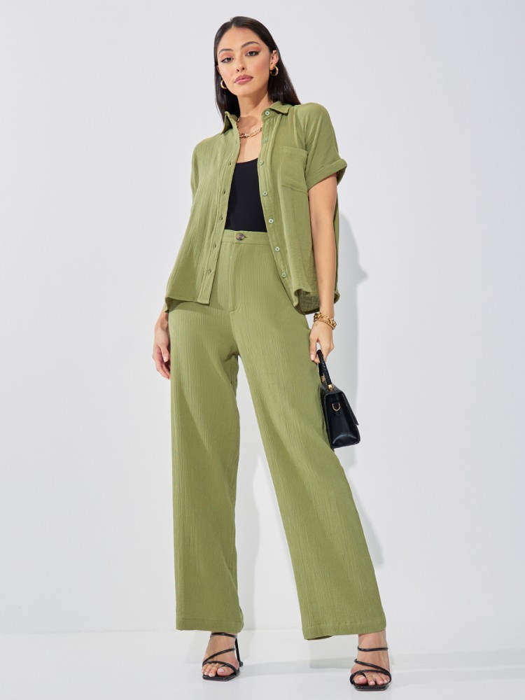 Buy Green Trousers & Pants for Women by Styli Online