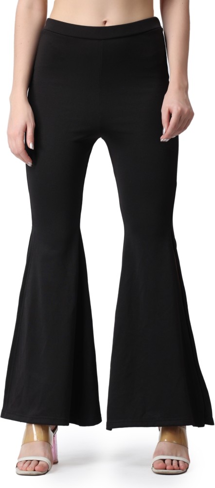 POPWINGS Flared Women Black Trousers - Buy POPWINGS Flared Women Black  Trousers Online at Best Prices in India