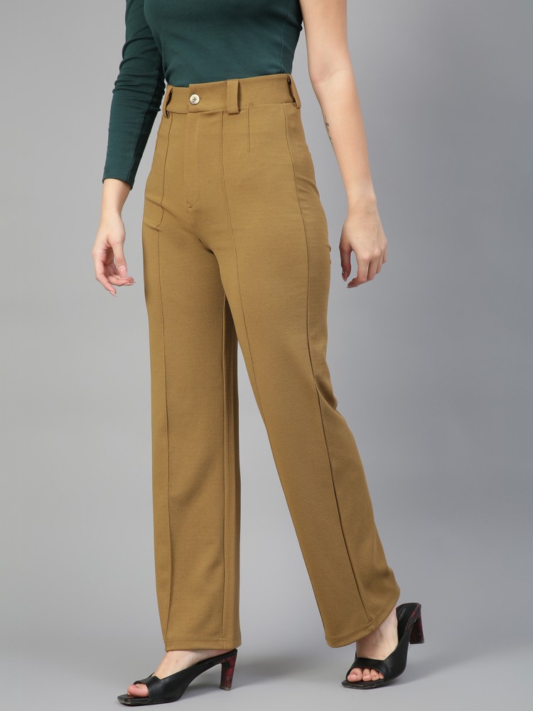 Plain Ladies Brown Wide Leg Cotton Pant Waist Size 320