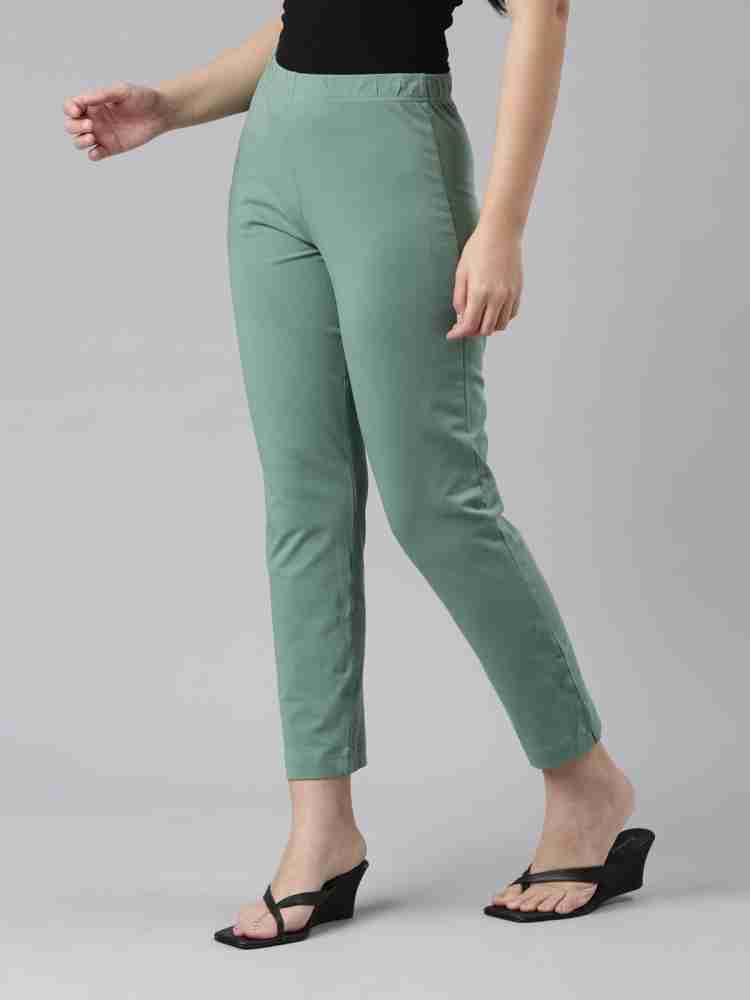GO COLORS Regular Fit Women Green Trousers - Buy GO COLORS Regular Fit  Women Green Trousers Online at Best Prices in India