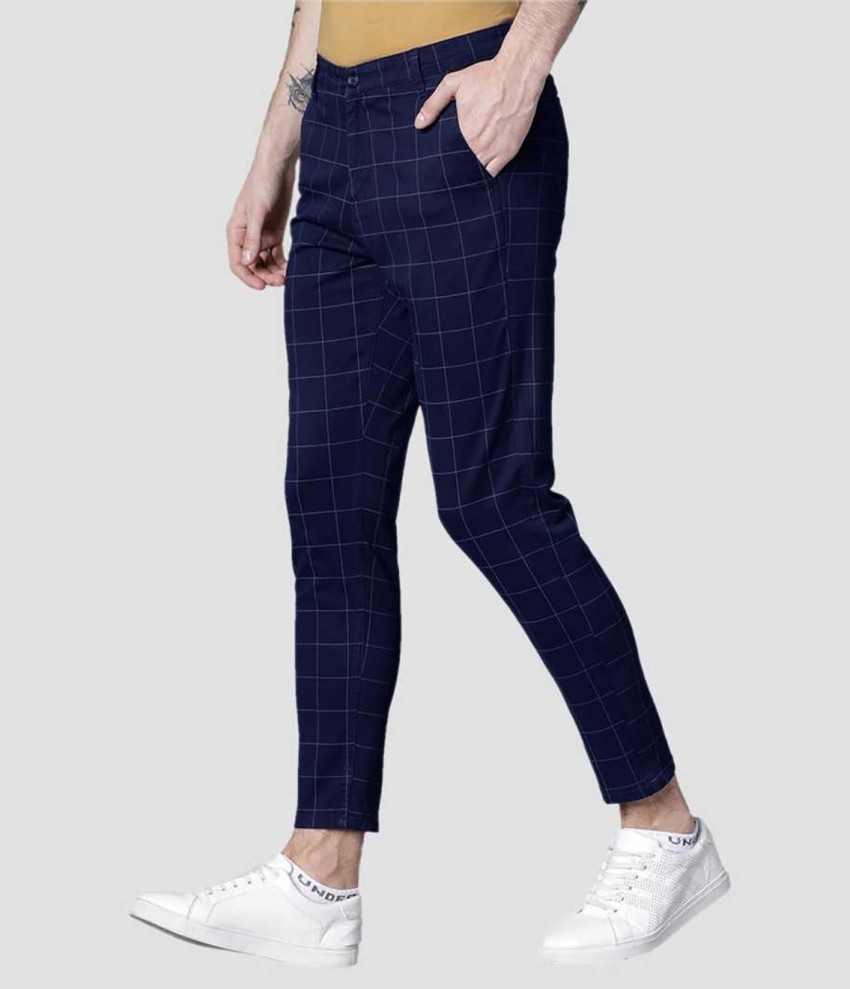 Lars Amadeus Men's Dress Plaid Pants Slim Fit Flat Front Checked Business  Suit Trousers 38 Navy Blue : Target