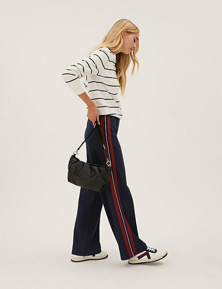 Buy Navy Blue Trousers & Pants for Women by Marks & Spencer Online