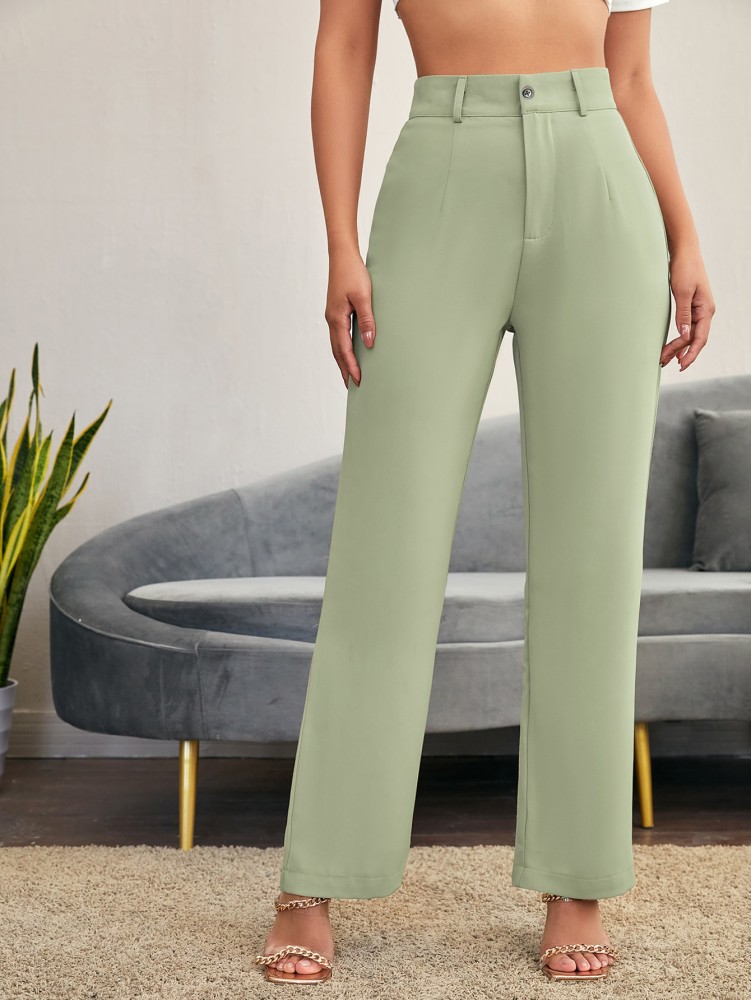 Buy PATRORNA Mint Green Mid Rise Slim Fit Trousers for Women Online  Tata  CLiQ