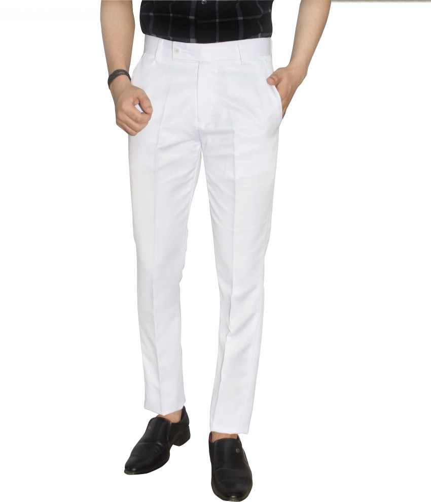 Cavallo By Linen Club Off White Casual MidRise Active Waist Trouser for men
