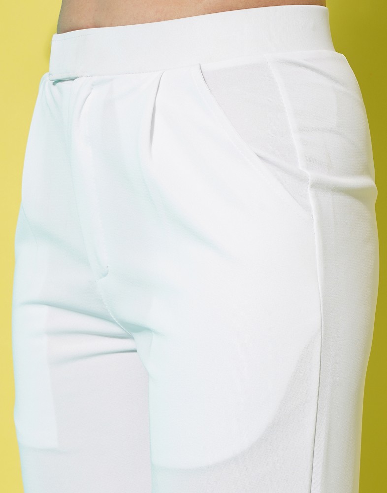 Samah Regular Fit Women White Trousers - Buy Samah Regular Fit Women White  Trousers Online at Best Prices in India