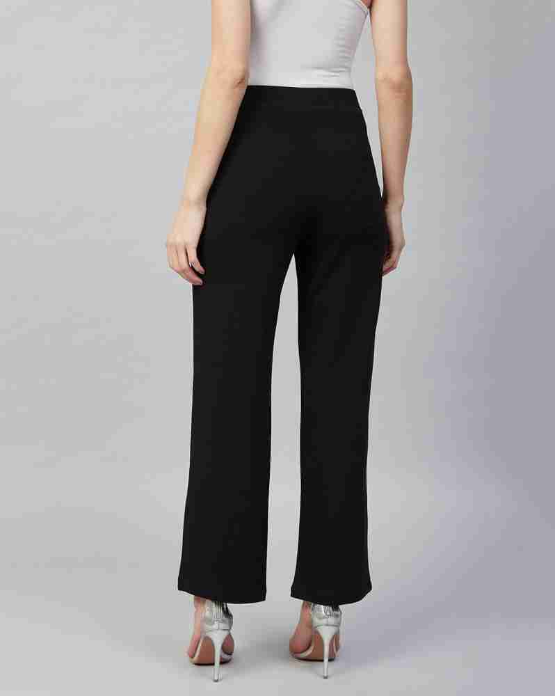 Buy FUBACK Regular Fit Women Black Trousers Online at Best