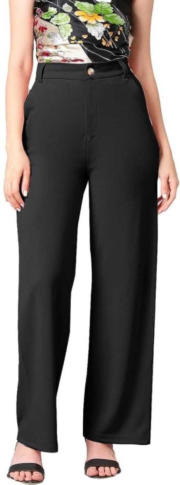 shama silk Regular Fit Women Black Trousers - Buy shama silk