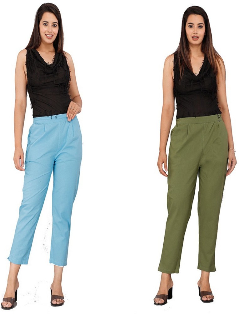 Women stylish Cotton Blend Trousers/Pants Combo of 2