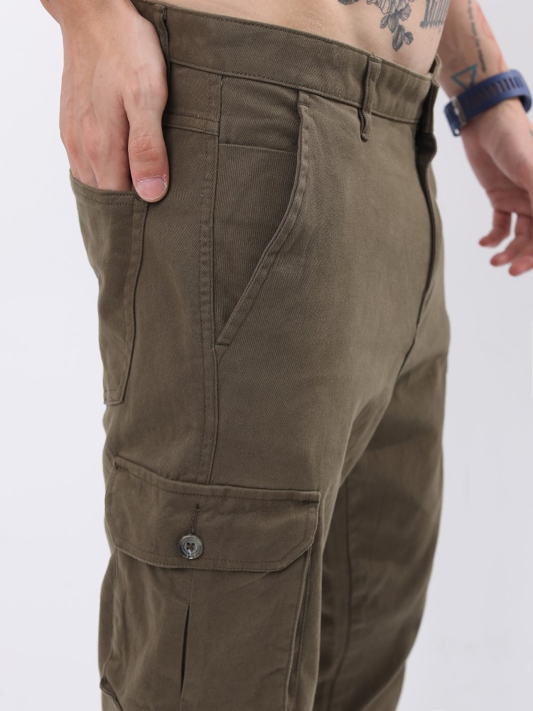 Highlander Men Brown Regular Fit Solid Casual Trousers