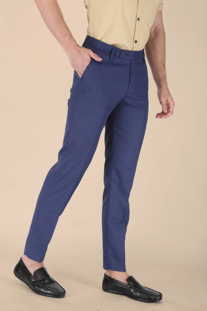 Buy INVICTUS Men Sky Blue Solid Slim Fit Formal Trousers  Trousers for Men  1745336  Myntra