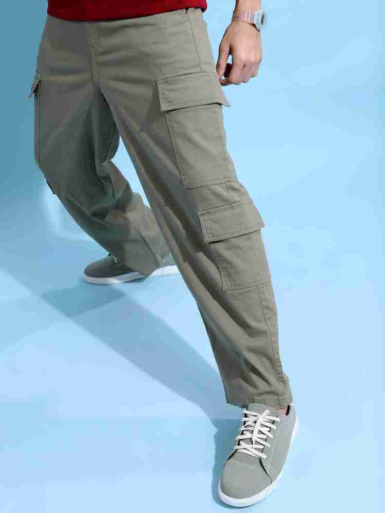 Buy Highlander Light Grey Regular Fit Solid Cargos for Men Online