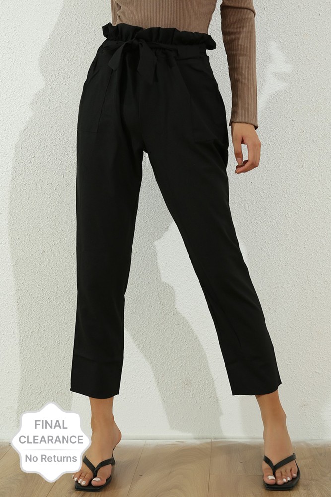 Shop Black Solid Regular Fit Cotton Trousers For Women  सद SAADAA   सद  SAADAA