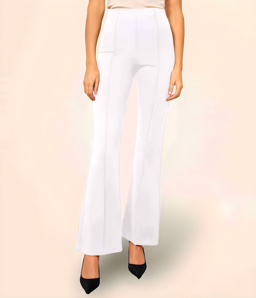 White High Waisted Flared Trousers  Roberto Cavalli ProductCategoryName   robertocavallicom