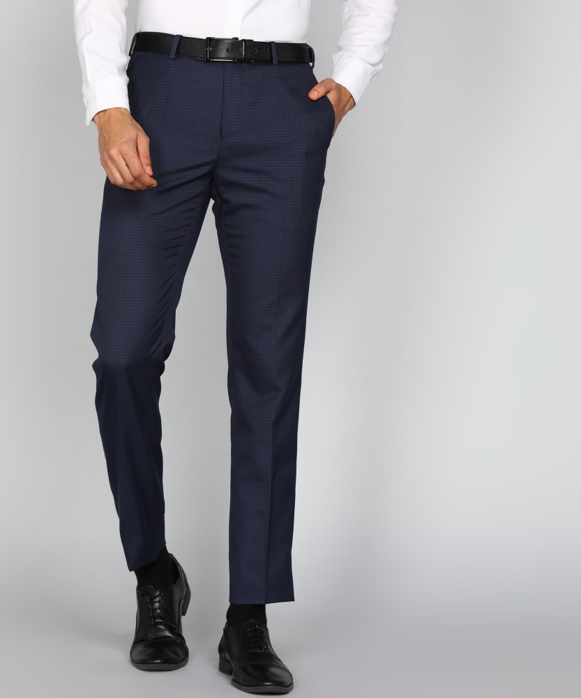 Buy Parx Mens Flat Front Super Slim Fit Dark Blue Casual Trouser at  Amazonin