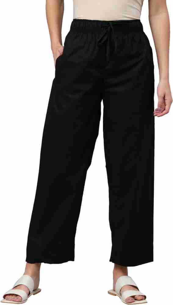 GO COLORS Relaxed Women Black Trousers - Buy GO COLORS Relaxed