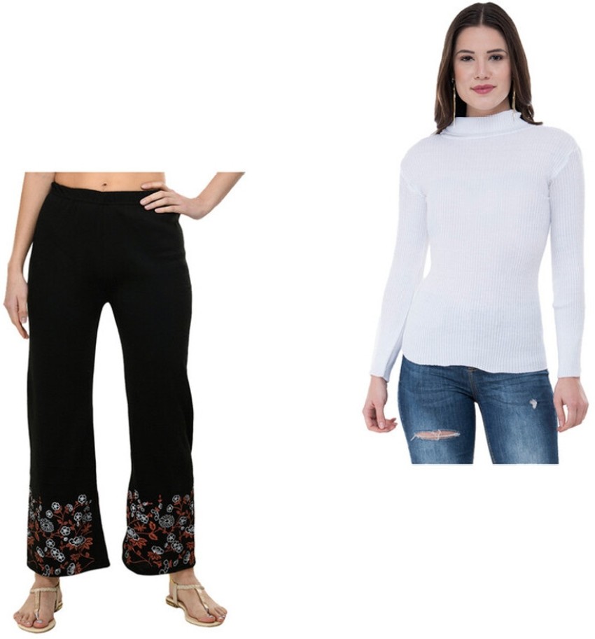 Buy Black & White Trousers & Pants for Girls by INDIWEAVES Online