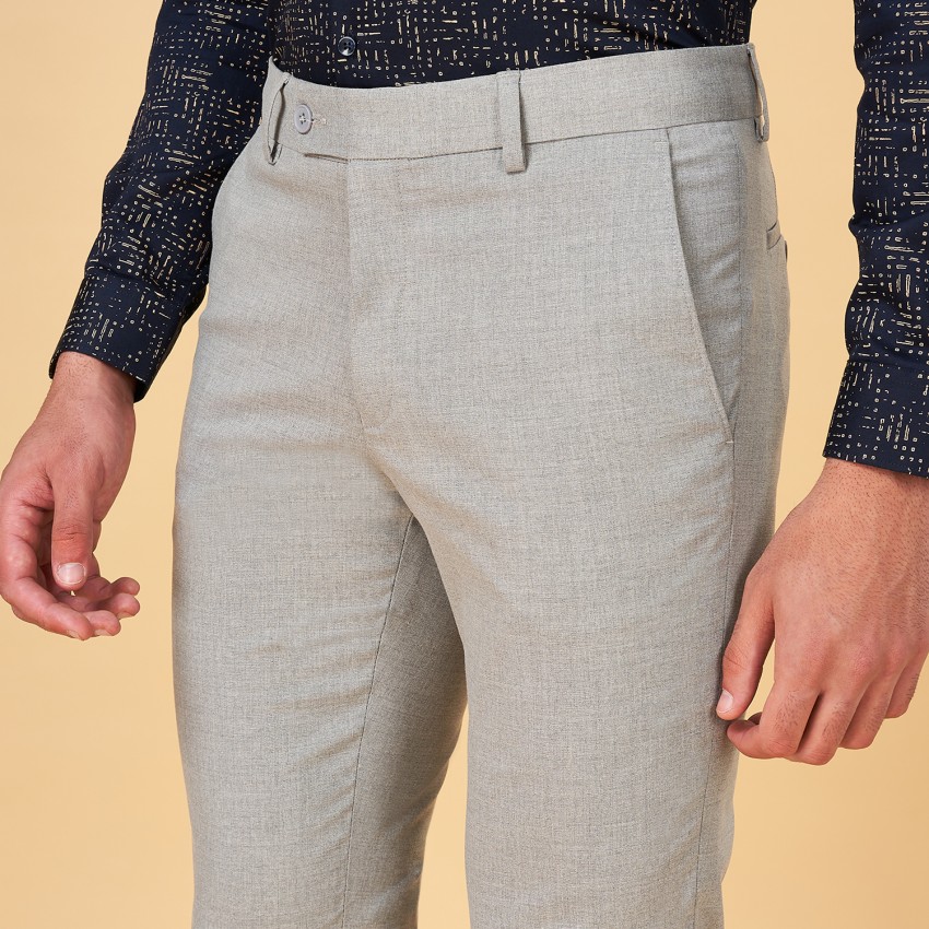 Peregrine by Pantaloons Slim Fit Men Grey Trousers - Buy Peregrine