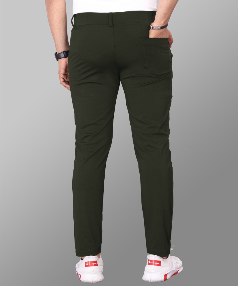 COMBRAIDED Slim Fit Men Dark Green Trousers - Buy COMBRAIDED Slim