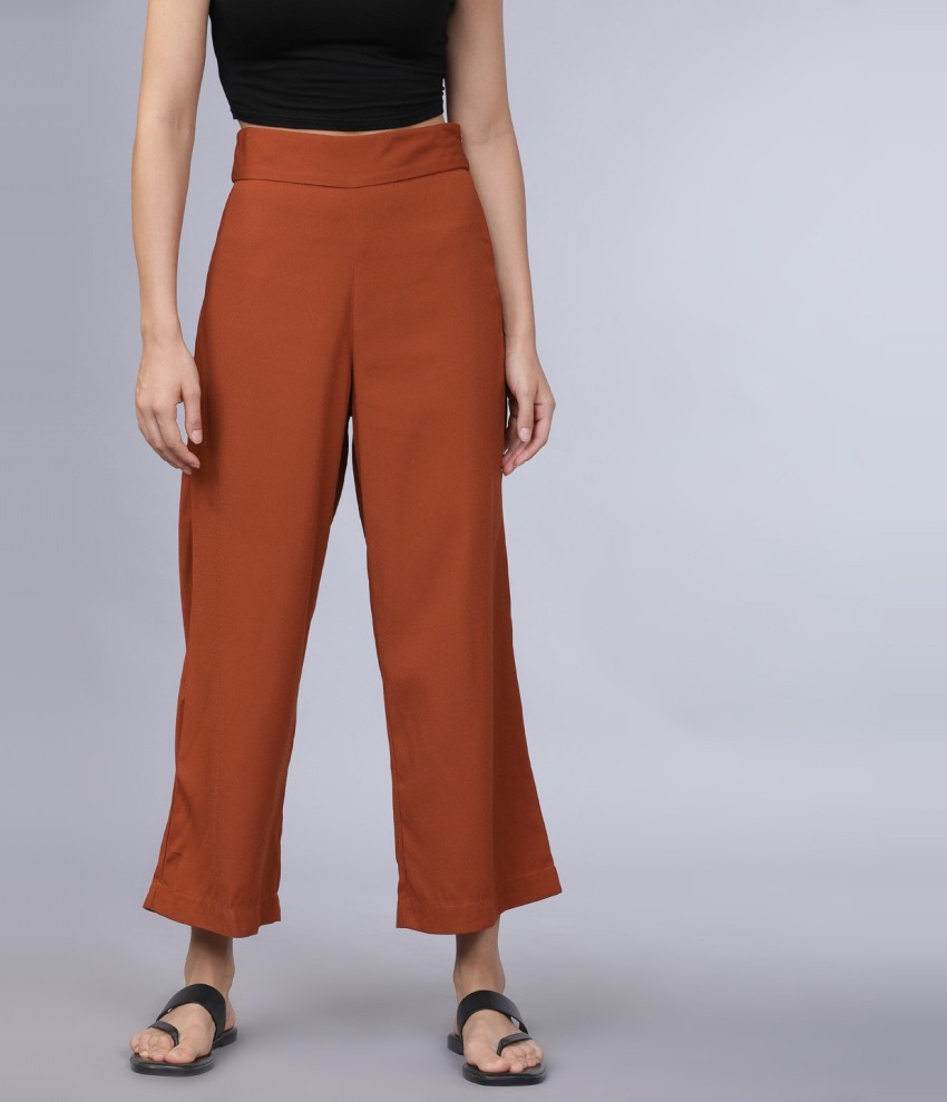 Buy Women PeachColoured HighRise Easy Wash Pleated Peg Trousers online   Looksgudin