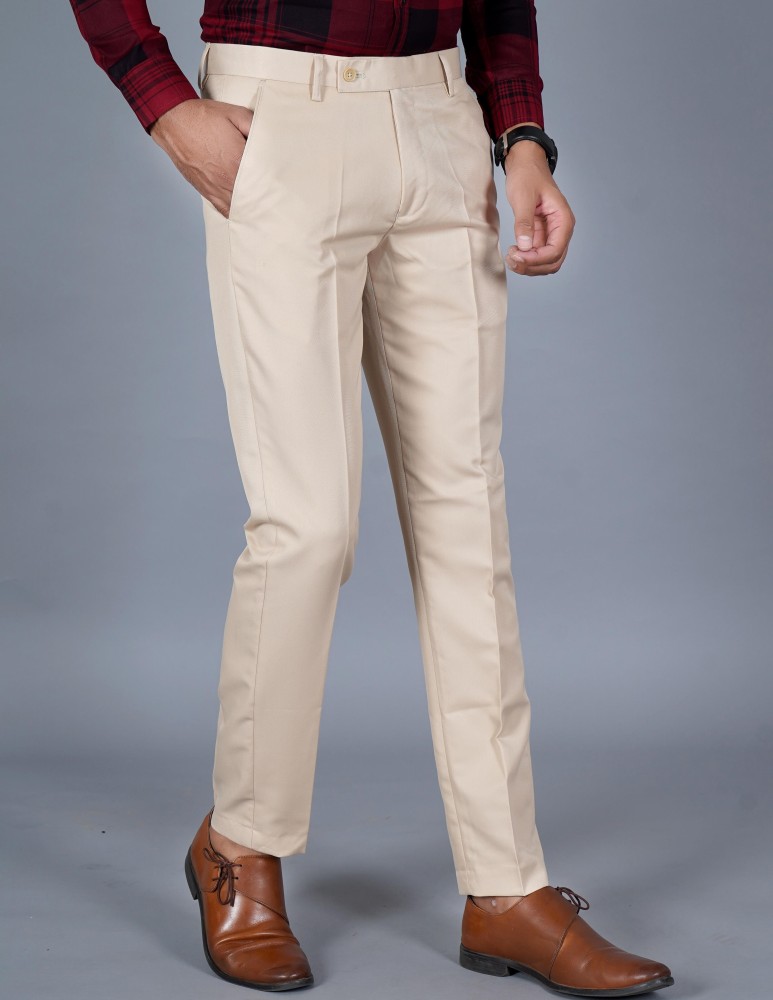 Buy Men Khaki Textured Slim Fit Formal Trousers Online  762155  Peter  England