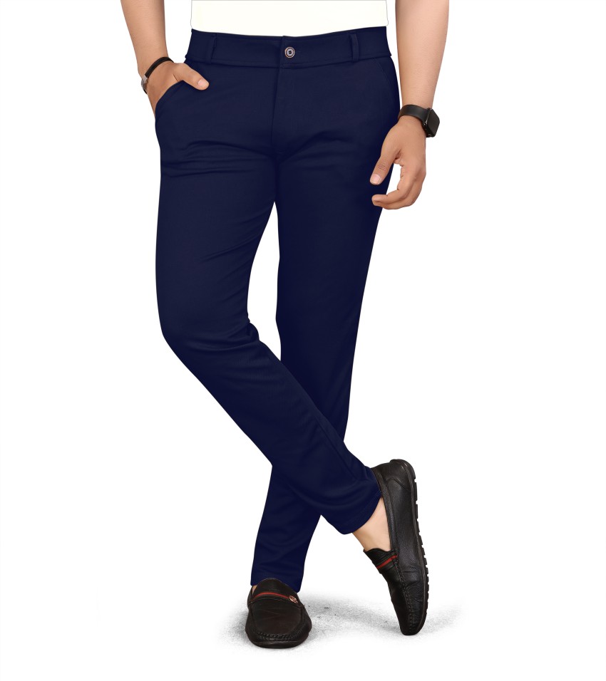 SK Clasy Slim Fit Men Blue Trousers  Buy SK Clasy Slim Fit Men Blue  Trousers Online at Best Prices in India  Flipkartcom