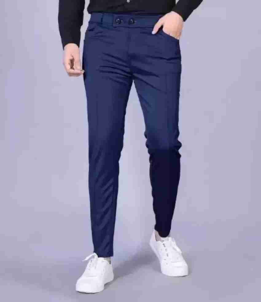 Buy Regular Trouser Pants Gray Black and Navy Blue Combo of 3