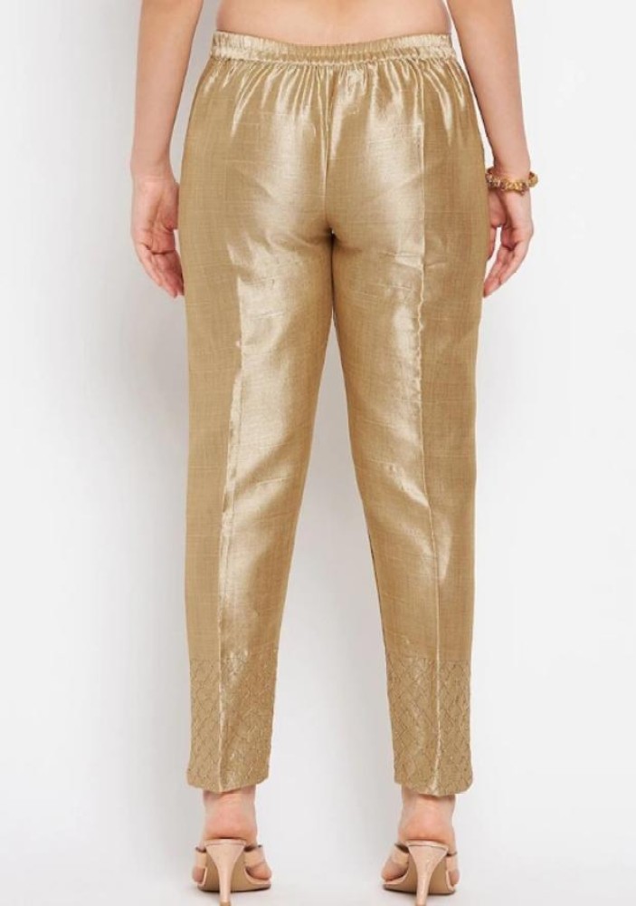 Iknaura Regular Fit Women Gold Trousers  Buy Iknaura Regular Fit Women Gold  Trousers Online at Best Prices in India  Flipkartcom