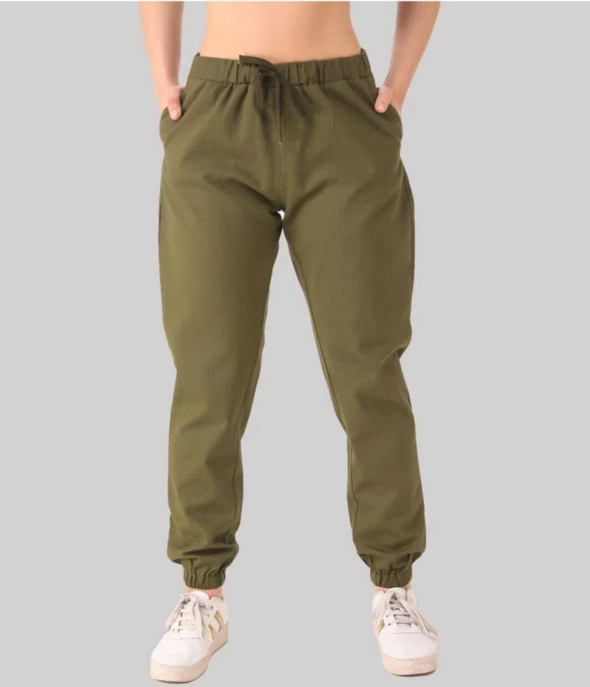 Regular Fit Women Green Trousers