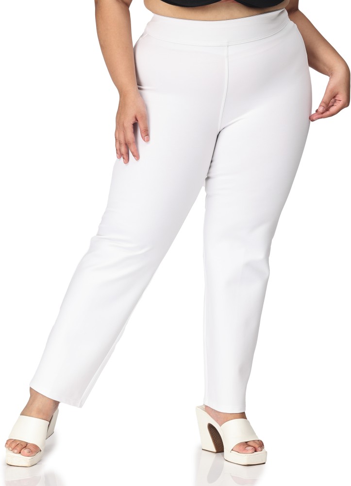 White trousers women - Plus size - Straight leg 2 back pockets - Belore  Slims