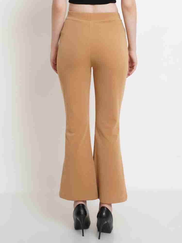 Buy Popwings Camel Brown Bootcut Women Trouser ! Camel Brown