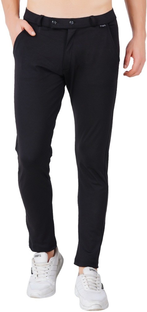 Buy Solid Black Lycra Side Zip Pant For Women – Chique