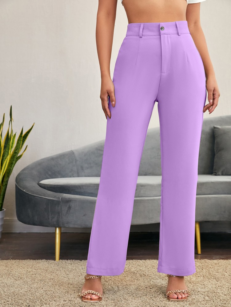 Stylefabs Regular Fit Women Purple Trousers - Buy Stylefabs